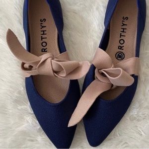 Rothy’s Blue Mary Jane Sapphire Bow Flats Size 8.5